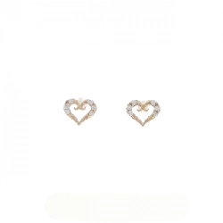 K10PG Bông tai hình trái tim kim cương 0.06CT - Hàng hiệu Chính hãng