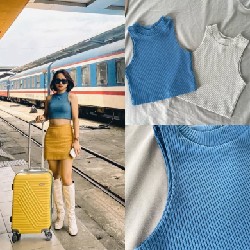 Áo croptop ba lỗ nhung gân lên form đẹp