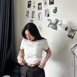 ÁO THUN BABY TEE PHỐI MÀU VIỀN ĐEN SIZE L  792386