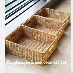 Khay nhựa giả mây đựng đồ chữ nhật 674310