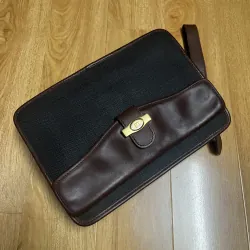 Clutch nam hiệu da thật phối canvas 2hand 1002006