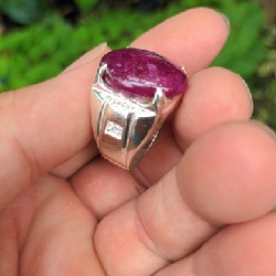 Nhẫn bạc nam đính đá ruby đỏ tự nhiên  7001