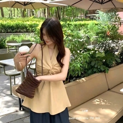 Áo Đũi Cổ Yếm Xoắn Ngực Hở Lưng Nhún Smocking Quyến Rũ Mặc Đi Chơi, Đi Biển 551182