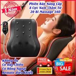 Máy massage cổ vai gáy lưng 16d , Gối massage hồng ngoại 