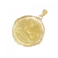 K18YG(khung) Mặt dây chuyền đồng xu kim cương 0.14CT - Hàng hiệu Chính hãng 866474