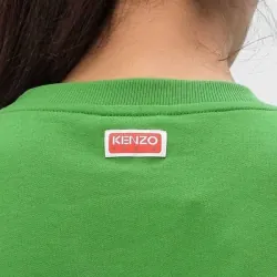 Áo nỉ Kenzo unisex thêu đầu hổ và chữ màu xanh lá 757828