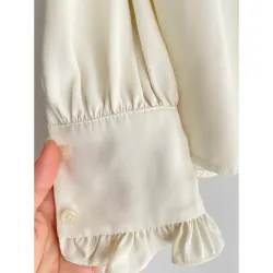 SƠ MI TRẮNG TAY BỒNG, VAI BỒNG, CỔ NHÚN CÔNG NƯƠNG* TẶNG QUÀ + FS 586744