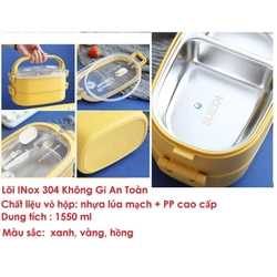 Hộp Cơm Giữ Nhiệt 2 Tầng Lõi INox 304 Cao Cấp/Hộp Cơm Văn Phòng
