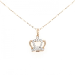 750PG/750WG/K18PG Vương miện Dây chuyền Kim cương 0.12CT - Hàng hiệu Chính hãng