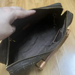 Túi nữ phom trống 30*17*8 da thật & canvas 2hand 1017582