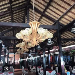 Đèn chùm thả trần mây tre 577532