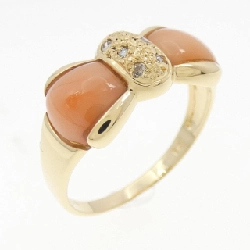 Nhẫn san hô ruy băng K18YG - Hàng hiệu Authentic