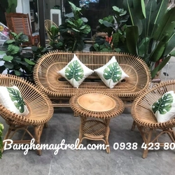Bộ bàn ghế sen tròn mây tự nhiên 466184