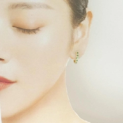 K18YG Bông tai hình vòng ngọc lục bảo - Hàng hiệu Authentic 866005