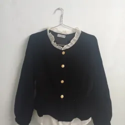 SET ÁO NHUNG DÀI TAY NỮ - SIZE S - ĐEN