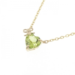 K10YG Heart x Ribbon Peridot Necklace - Hàng hiệu Authentic 861579