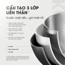 Bộ 3 nồi inox liền khối KALITE KCS366 – Bộ 3 size 18-20-24cm linh hoạt 706256