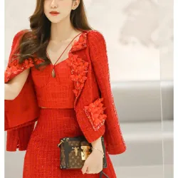 Set áo khoác dạ tweed & chân váy cover SHE BY HOA NGUYEN SIZE M (ko kèm áo quây trong) 748626