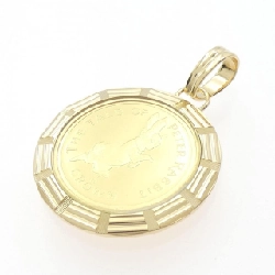 K18YG(枠) Mặt dây chuyền đồng xu - Hàng hiệu Authentic 862191