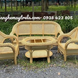 Bàn ghế sofa mây tự nhiên lưới mắt cáo 499423