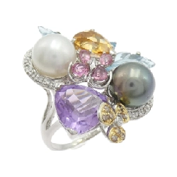 K18WG Nhẫn Đá Màu - Hàng hiệu Chính hãng