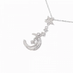 K18WG Mặt trăng × Ngôi sao Dây chuyền kim cương 0.20CT - Hàng hiệu Chính hãng 861114