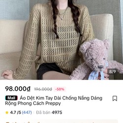 Áo dệt kim tay dài màu kaki+ áo hai dây croptop mặc trong