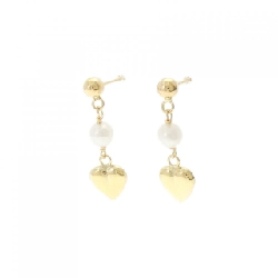 Bông tai ngọc trai nước ngọt hình trái tim 750YG/18KTYG 4.6mm - Hàng hiệu Chính hãng 870434