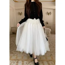 set áo len chân váy xoè bồng 720430