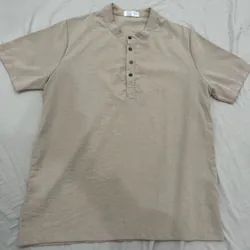 Áo nam cổ tàu chất liệu linen màu be  729069