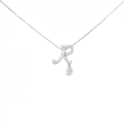 K18WG Chữ cái R Dây chuyền kim cương 0.20CT - Hàng hiệu Chính hãng