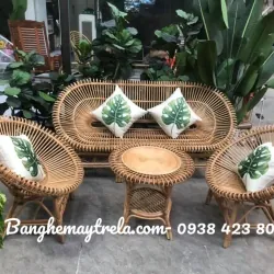 Bàn ghế mây nhỏ gọn cánh sen 562219