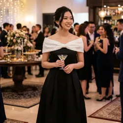 Váy đầm nữ dự tiệc thiết kế vai ngang sang chảnh 973143