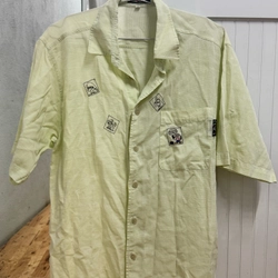 Áo sơ mi linen genca vintage, màu xanh cốm 455016
