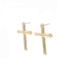 K18YG Bông tai hình chữ thập - Hàng hiệu Chính hãng 868728