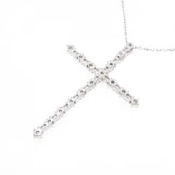 K18WG/PT850 Dây chuyền kim cương chéo 2.54CT - Hàng hiệu Chính hãng 858010