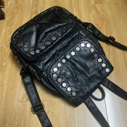 Balo nữ da thật đinh tán kim loại 2hand 933830