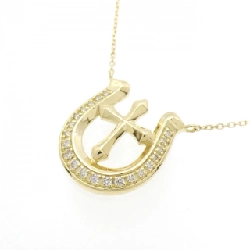 K18YG móng ngựa × chữ thập dây chuyền kim cương 0.10CT - Hàng hiệu Authentic 861675