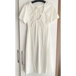 MỚI 99%***ĐẦM MAXI DÀI TRẮNG* TAY NGẮN TAY BỒNG* LƯNG CÁCH ĐIỆU*