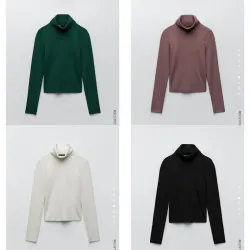 Áo thun cổ lọ Zara dáng crop phù hợp dưới 48kg 974011