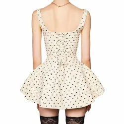 Đầm nữ dáng peplum chấm bi cổ vuông phù hợp đi chơi và dự tiệc 777191