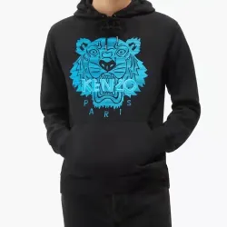 Áo hoodie Kenzo Paris màu đen thêu đầu hổ xanh 760748