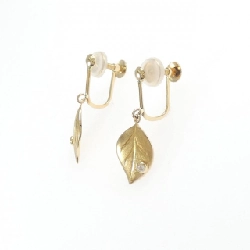 K18YG Lá Bạch Kim Kim Cương Bông Tai 0.04CT - Hàng hiệu Chính hãng 871454