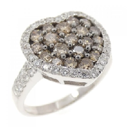 Nhẫn kim cương pavé hình trái tim K18WG/K18BG 1.28CT