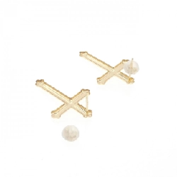 K18YG Khuyên tai hình chữ thập - Hàng hiệu Chính hãng 866338