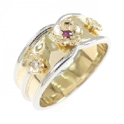 Nhẫn Ruby Hoa K18YG/PT900 - Hàng hiệu Authentic