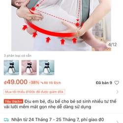Địu bé sơ sinh mới gọn nhẹ, tiện dụng 509621