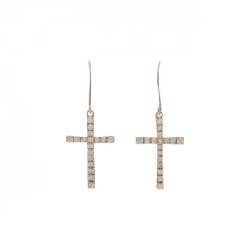 K18PG Bông tai kim cương chéo 0.24CT - Hàng hiệu chính hãng