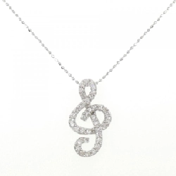 K18WG nốt nhạc ký hiệu dây chuyền kim cương 0.32CT - Hàng hiệu Authentic