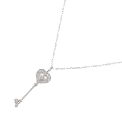 K18WG Mặt Dây Chuyền Hình Tim × Chìa Khóa Đính Kim Cương 0.18CT - Hàng hiệu Chính Hãng 863432